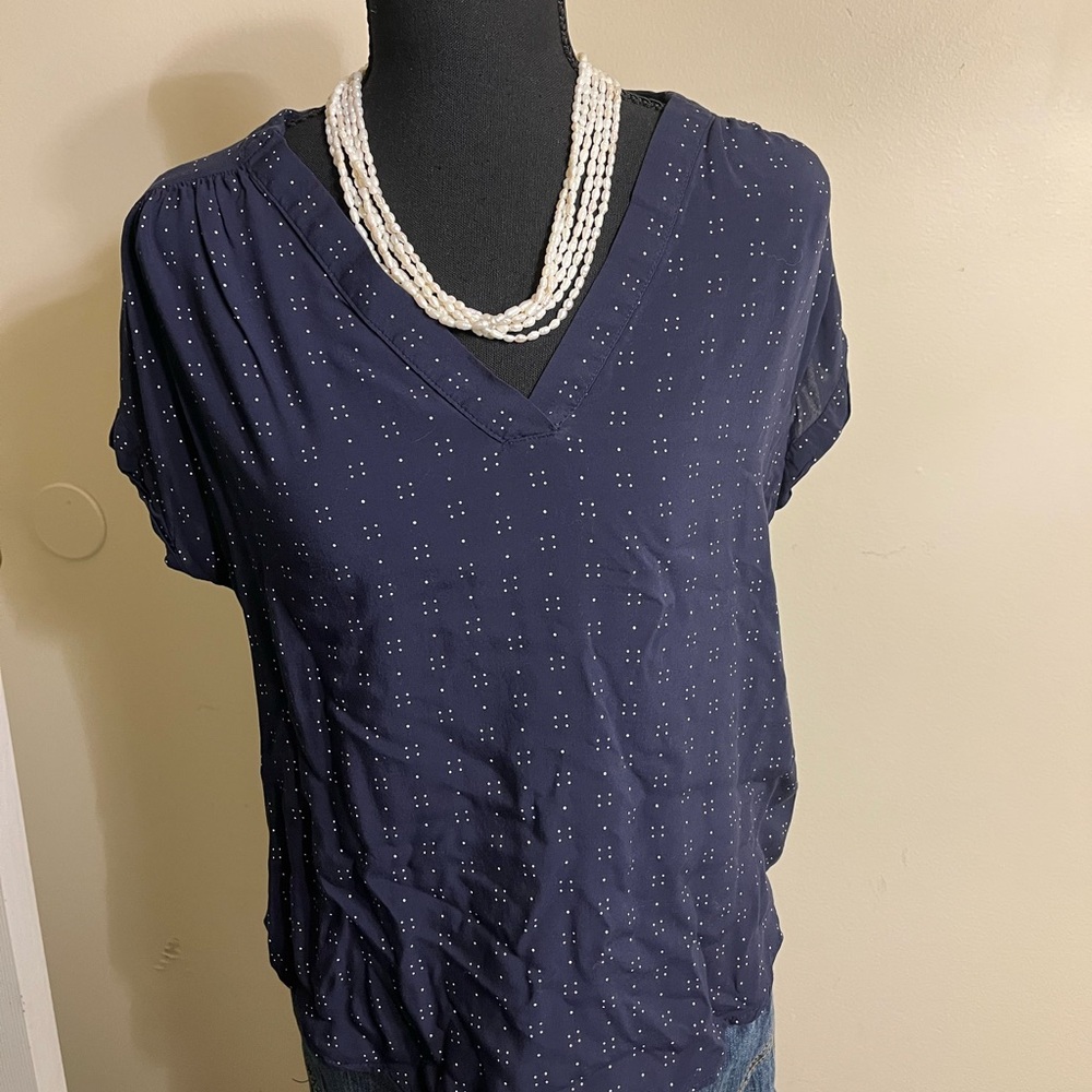 GAP Navy V-Neck Short Sleeve Top
